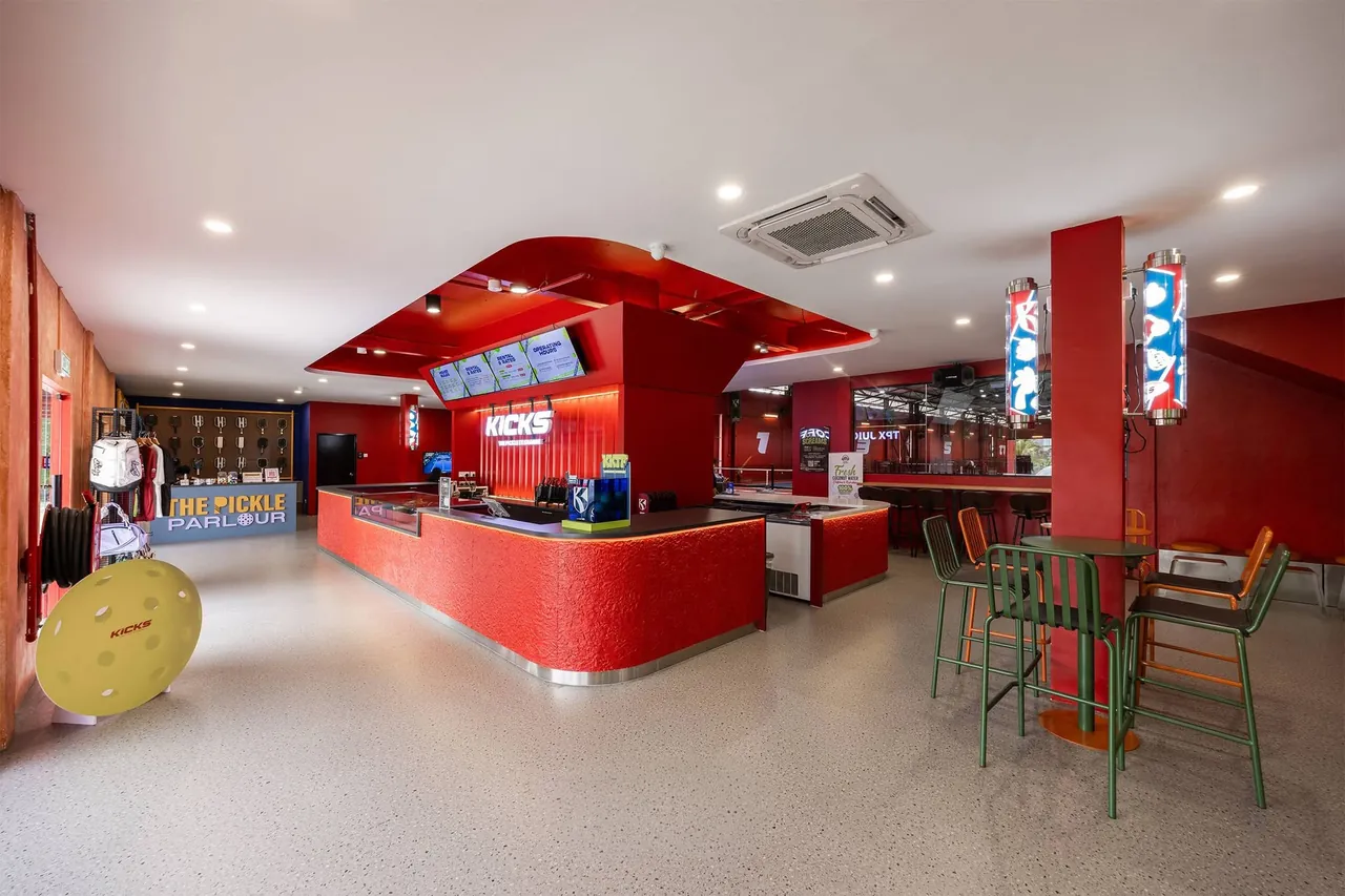 The reception counter and The Pickle Parlour pro shop at Kicks