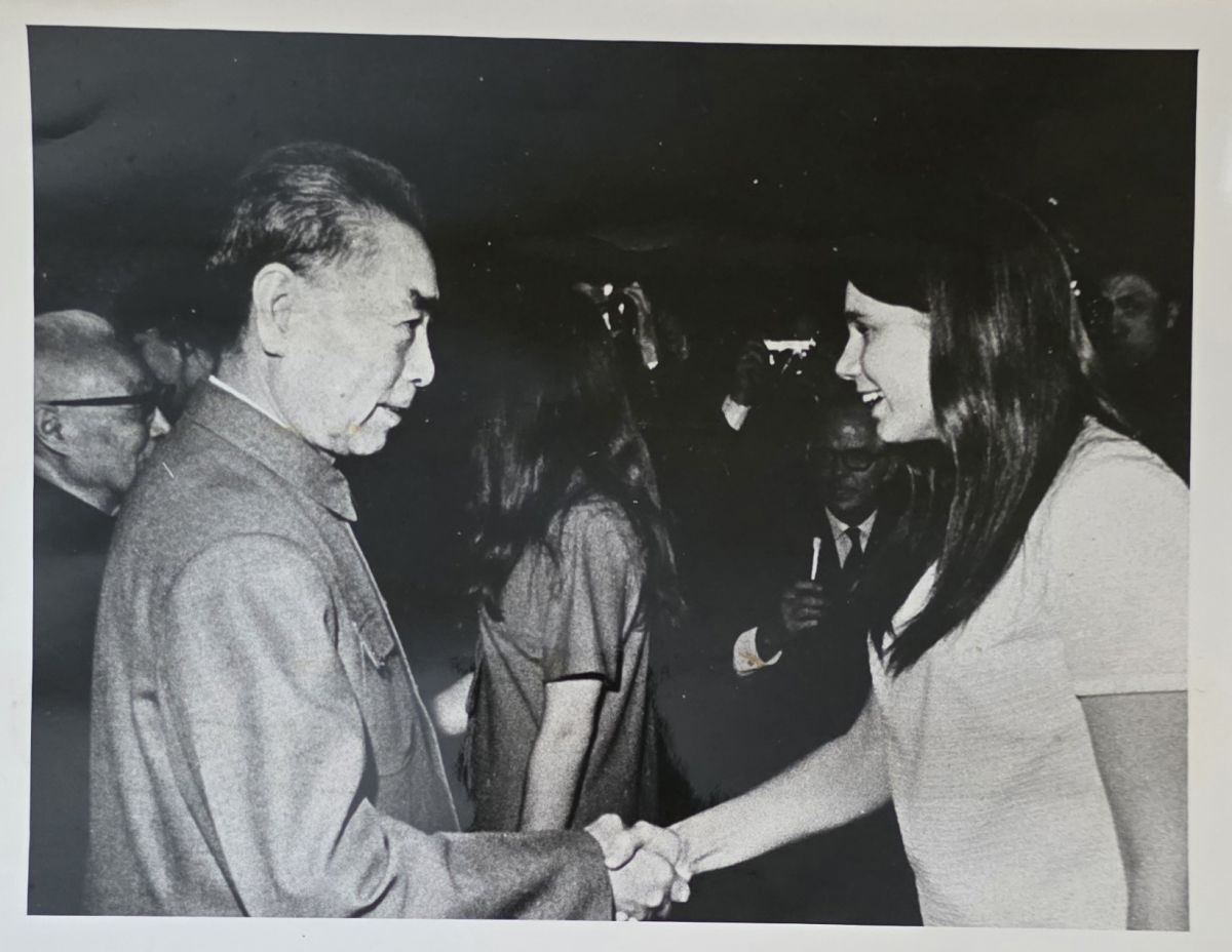 Premier Zhou Enlai with Judy Hoarfost in 1971. Image courtesy of Cusef.org.hk