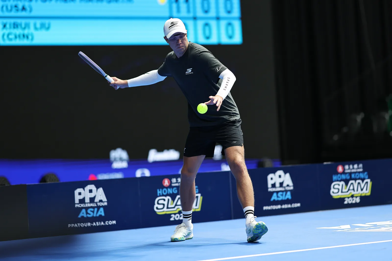 Christopher Haworth against qualifier Xirui Liu in his first PPA Tour Asia match.