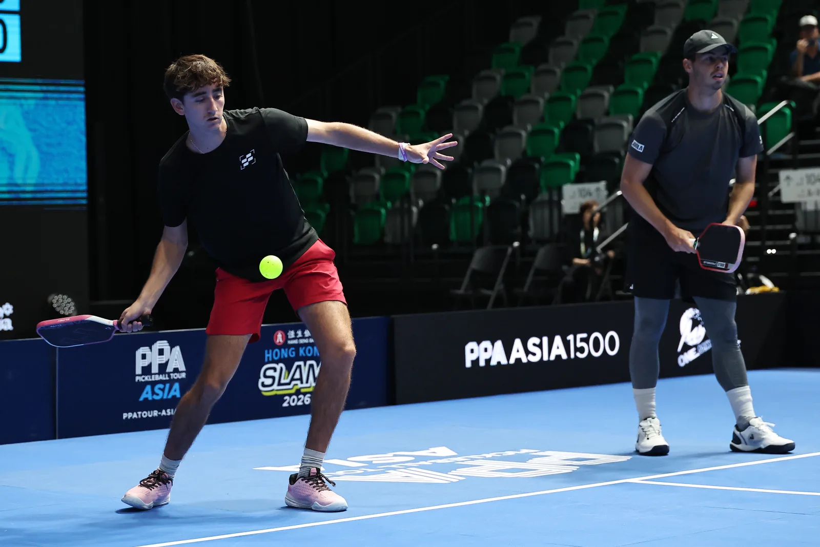 Ben Johns and Gabriel Tardio during their Men's Doubles round of 32 win on Wednesday.