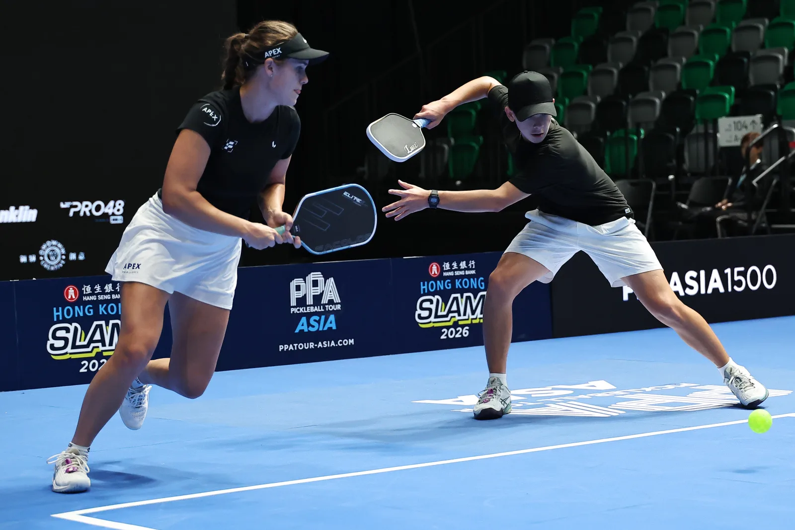 Sahra Dennehy and Tama Shimabukuro during their Mixed Doubles win over Nasa Hatakeyama and Rika Fujiwara on Wednesday.