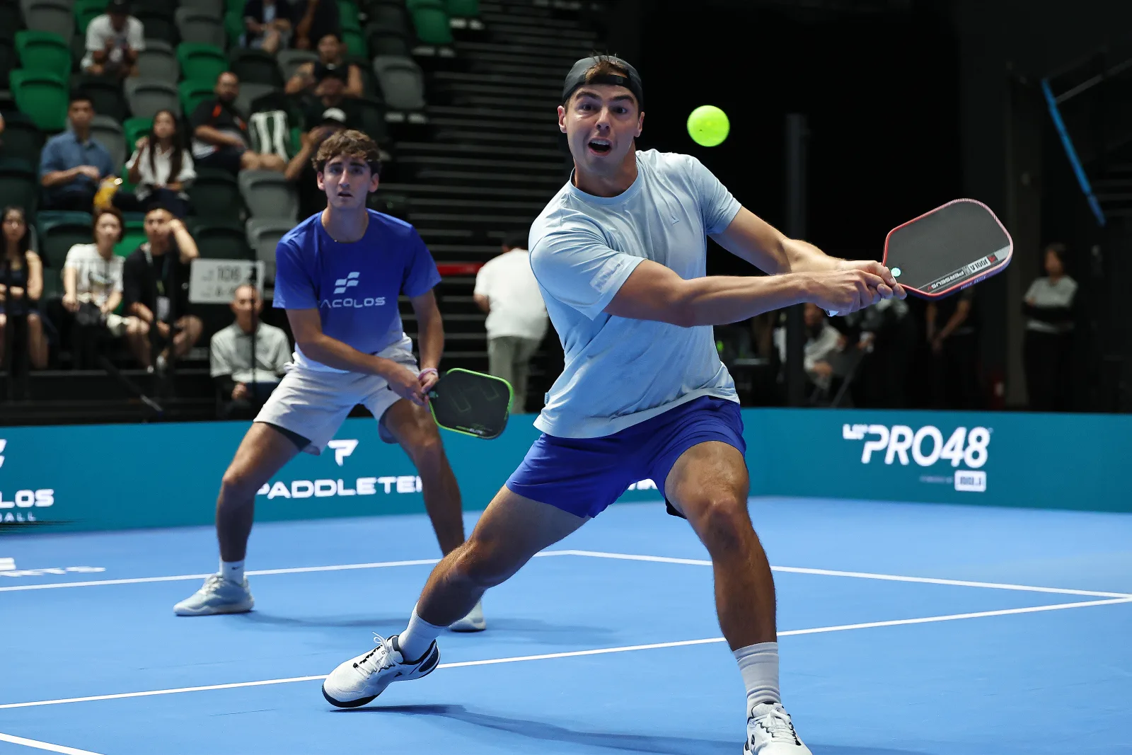 Gabriel Tardio and Ben Johns during their Men's Doubles quarterfinal win over Collin Johns and Len Yang on Friday.