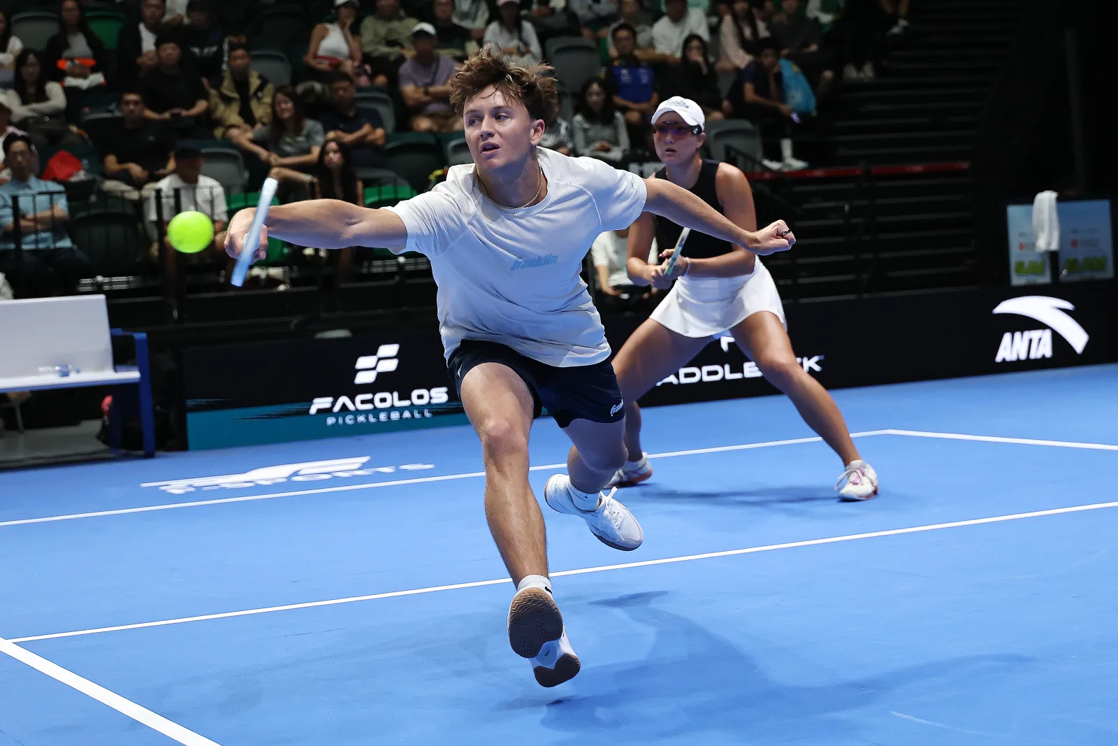 Hayden Patriquin and Anna Bright during their Mixed Doubles semifinal win over Jorja Johnson and JW Johnson on Saturday.