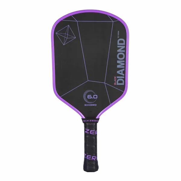 View of the Six Zero Black Diamond Power JMV Pro Pickleball Paddle shown in Amethyst