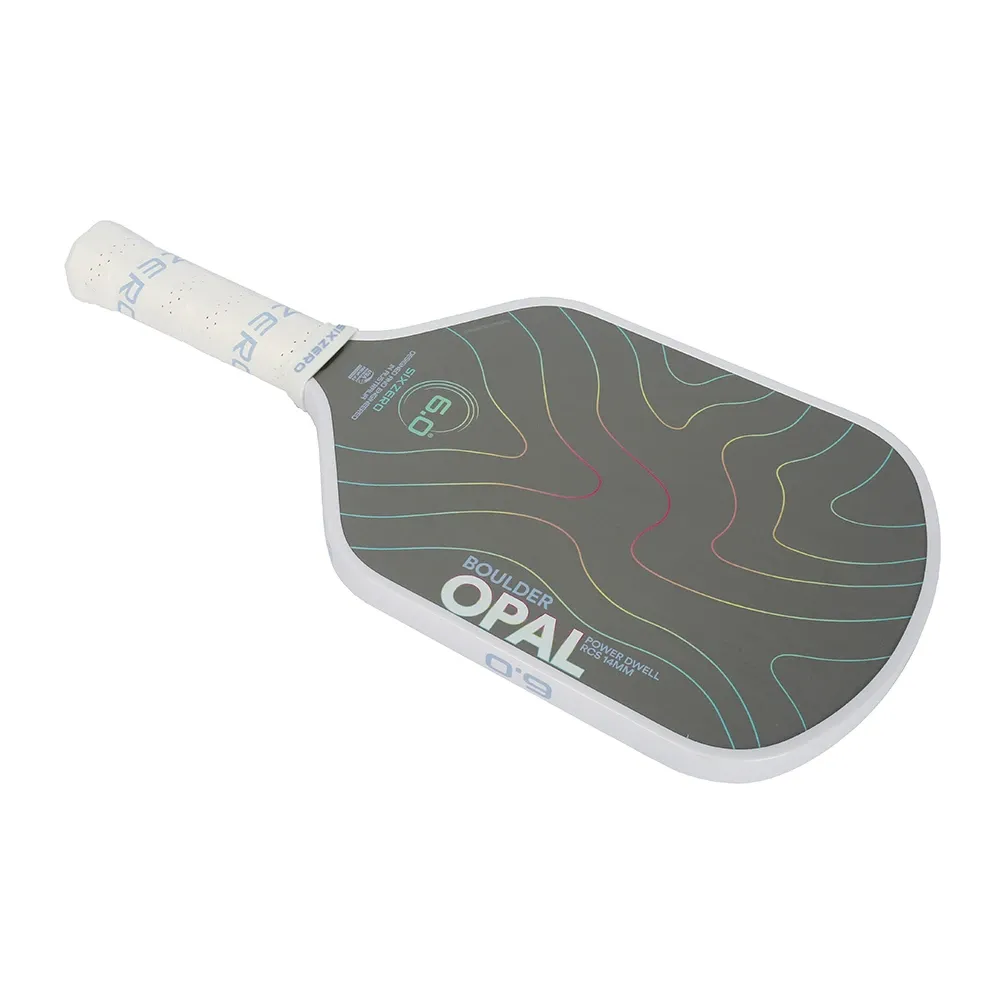 Six Zero Boulder Opal Pickleball Paddle - Flay Lay with handle facing left