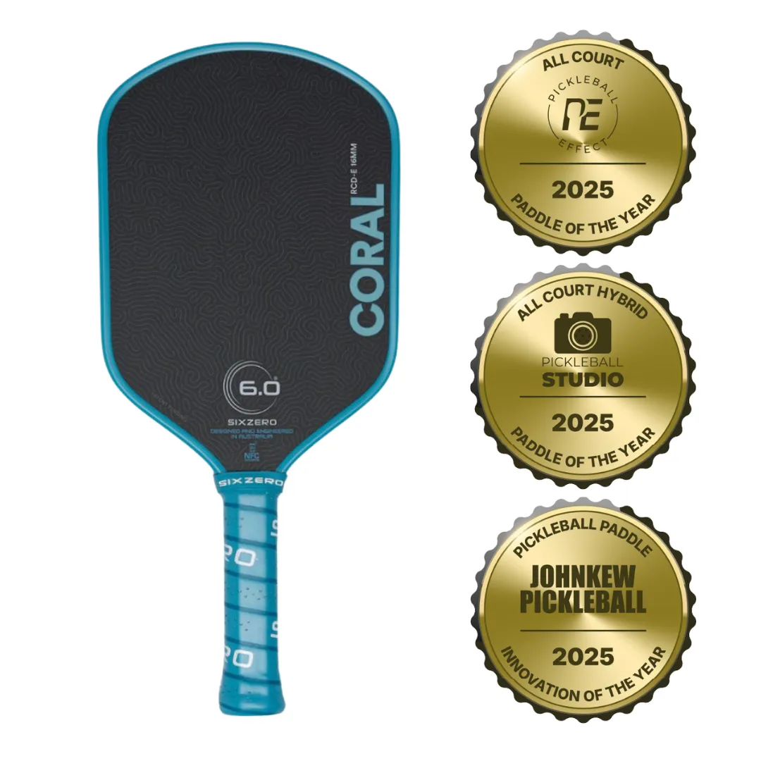 Six Zero Coral 16mm Elongated Pickleball Paddle - Award-Winning Paddle