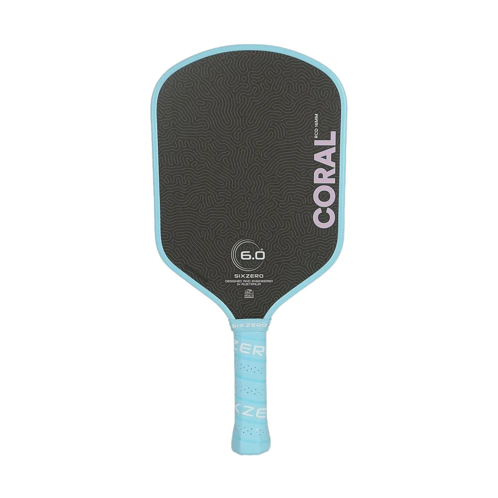 Six Zero Coral 16mm Hybrid Pickleball Paddle - Lightweight, Misty Blue