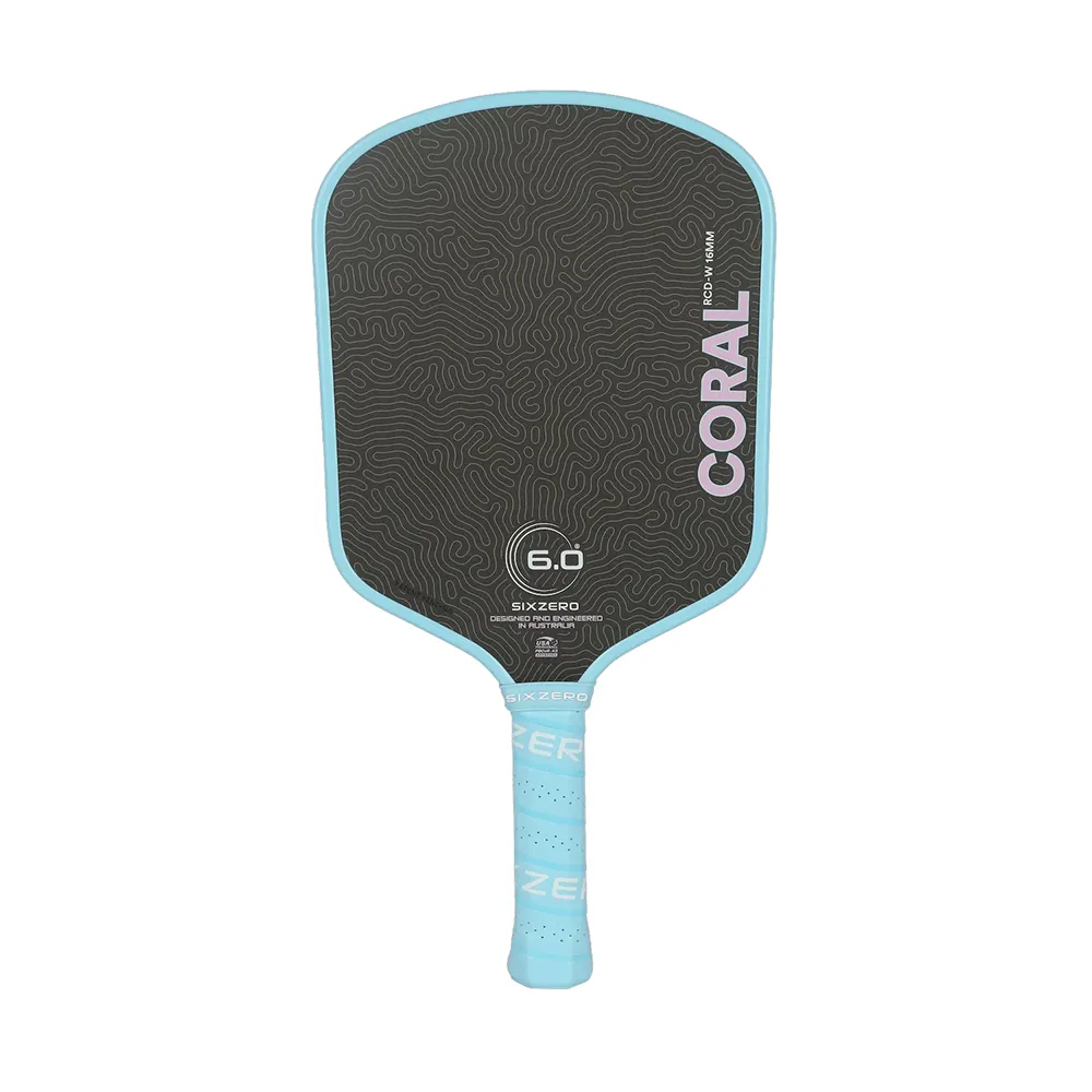 Six Zero Coral 16mm Widebody Pickleball Paddle - Lightweight, Misty Blue
