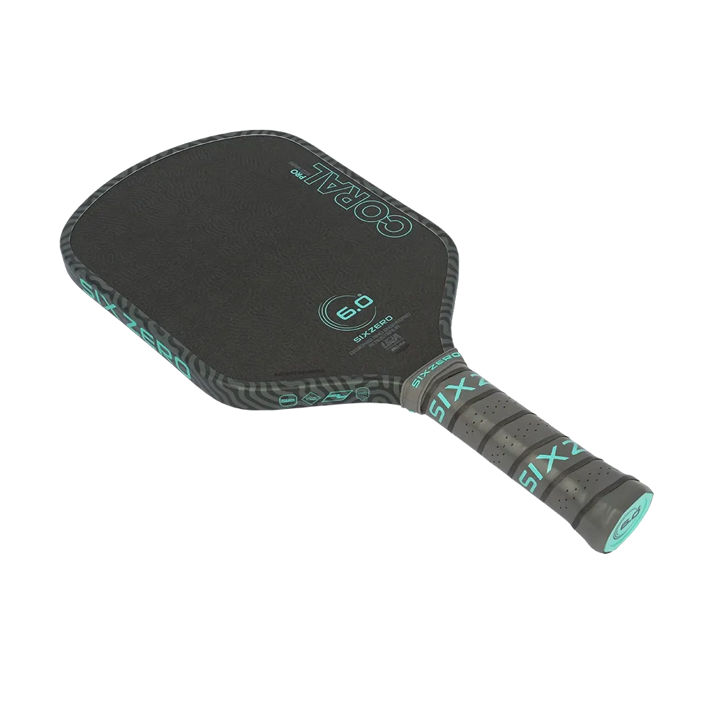 Six Zero Coral Pro Hybrid Pickleball Paddle - Flat Lay, Alternate View