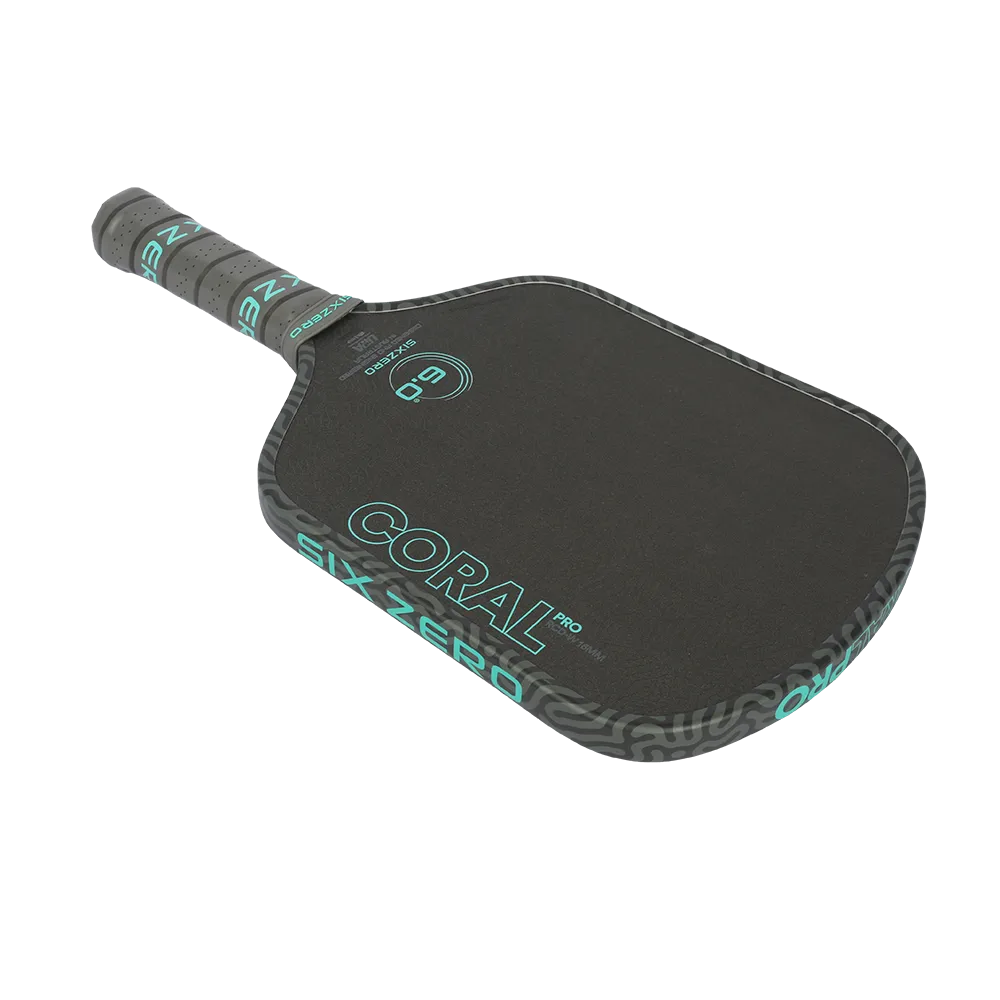 Six Zero Coral Pro Widebody Pickleball Paddle - Flat Lay, Alternate View