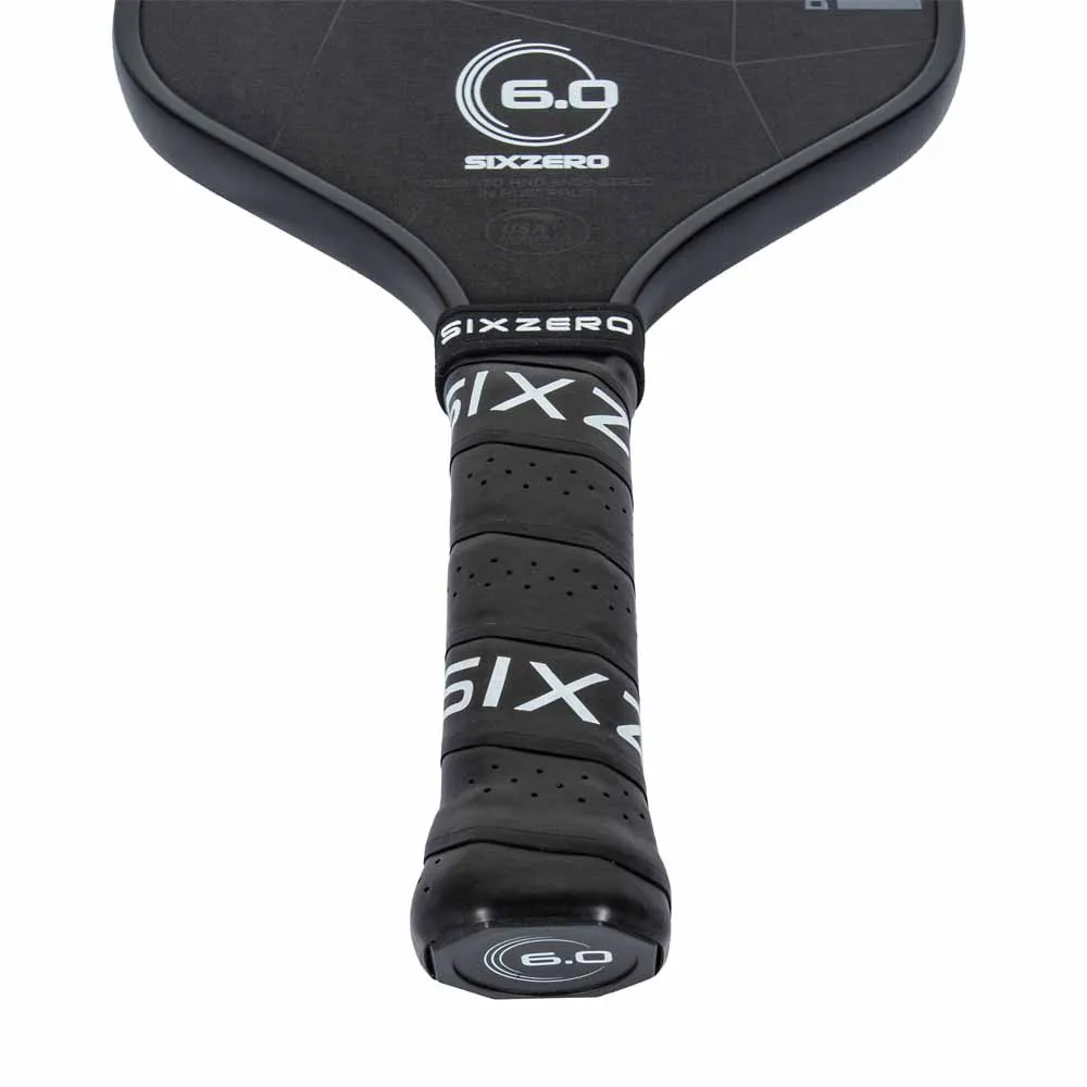 Throat and handle view of the Six Zero Double Black Diamond Control 14mm Pickleball Paddle