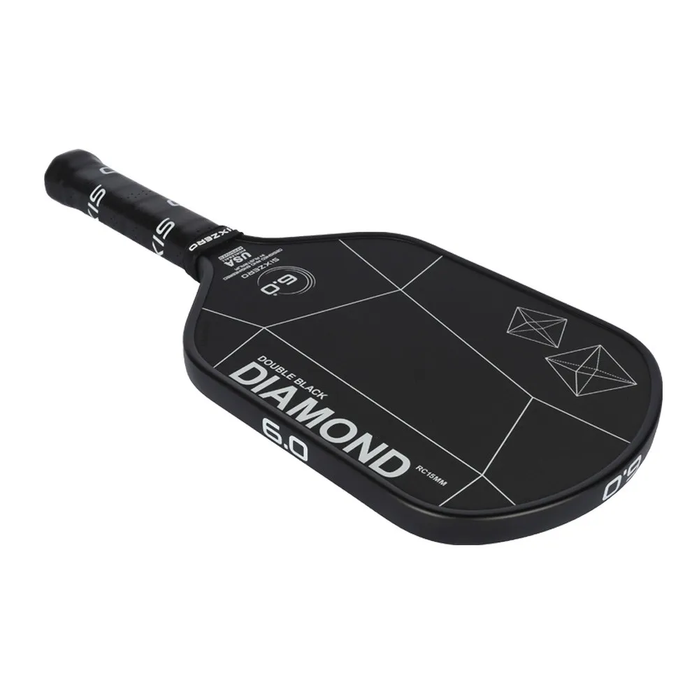 Alternate overhead view of the Six Zero Double Black Diamond Elongated Pickleball Paddle