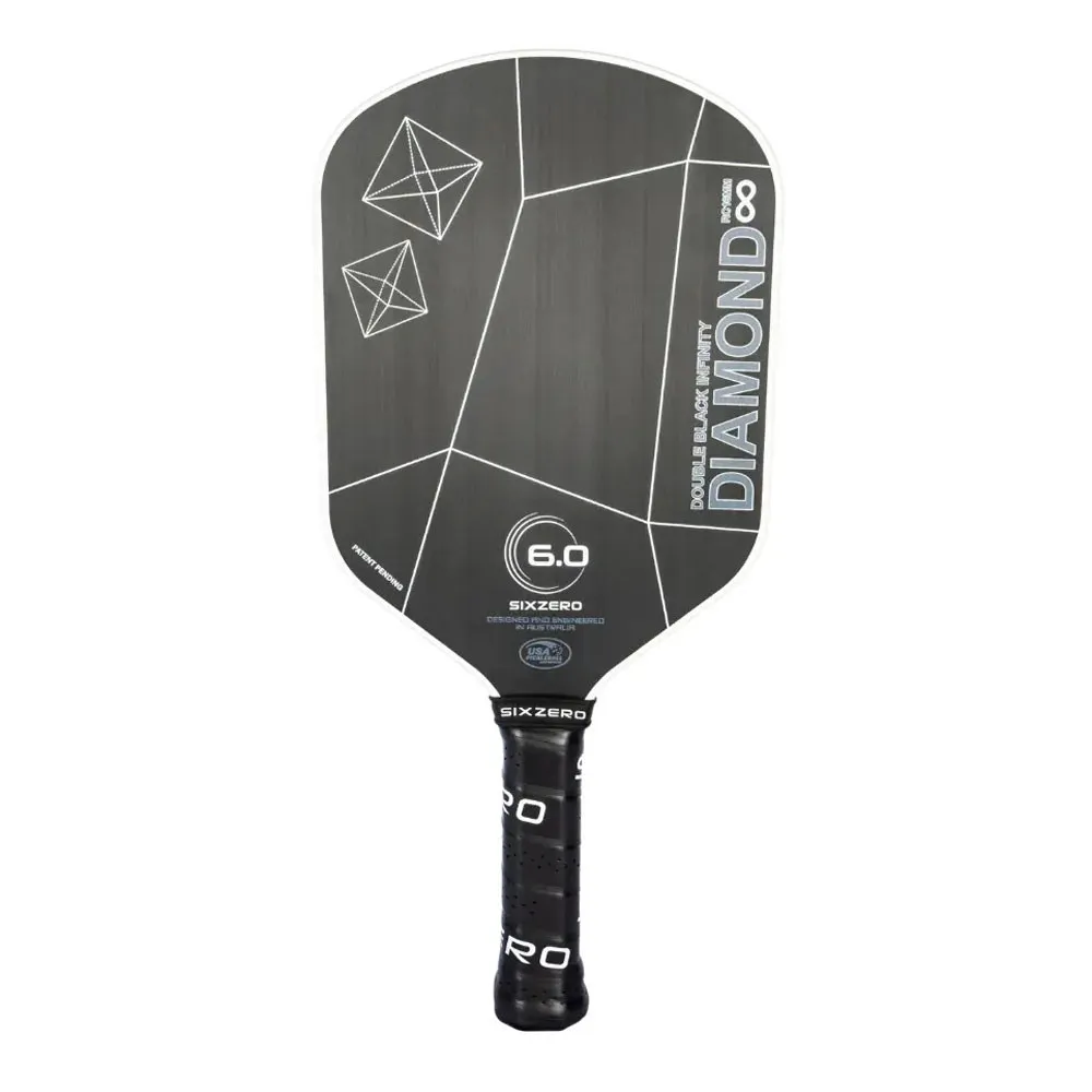 Front view of the Six Zero Infinity Edgeless Double Black Diamond Control Pickleball Paddle