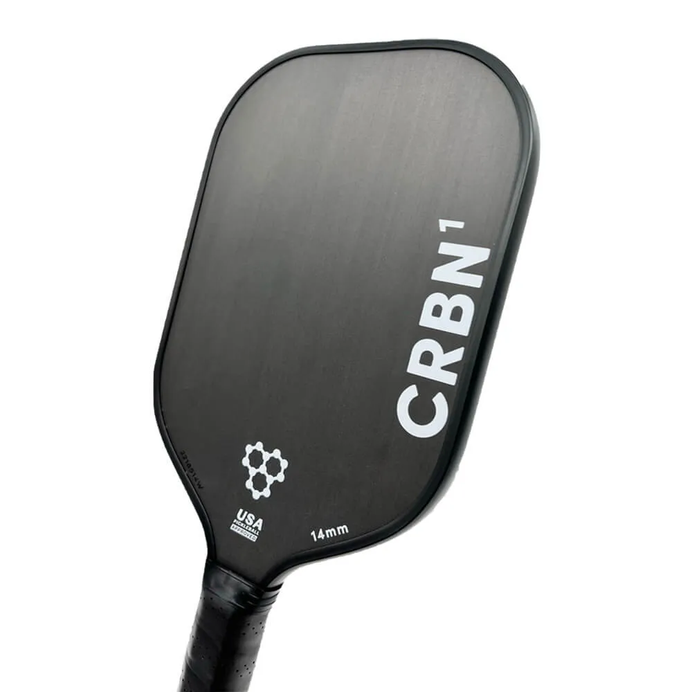 Angle View of CRBN-1 Pickleball Paddle Black & White