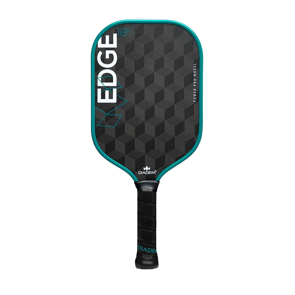 Front view of the Diadem Edge 18K Power Pro 3D Carbon Fiber Pickleball Paddle - Teal