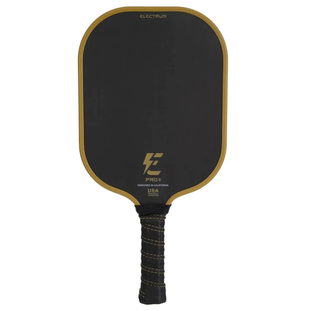 Electrum Pro II Pickleball Paddle in Black with Yellow edge guard