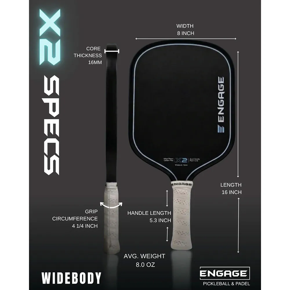 Engage X2 Widebody 16mm Pickleball Paddle - Specs