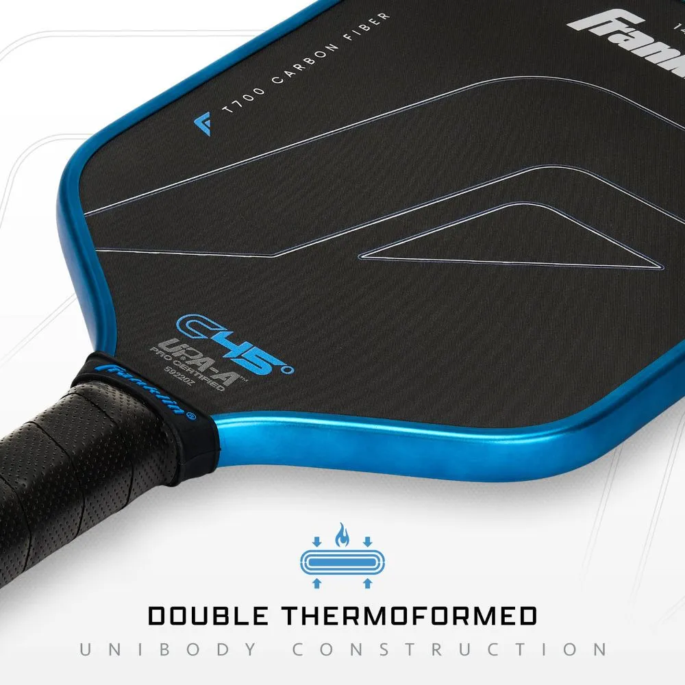 Double thermoformed technology of the Franklin C45 Raw Carbon Fiber Pickleball Paddle