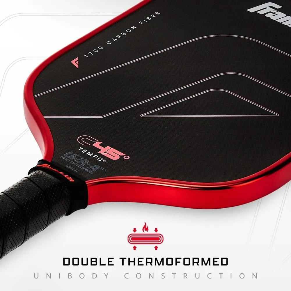 Thermoformed infographic of the Franklin C45 Tempo 16mm pickleball paddle