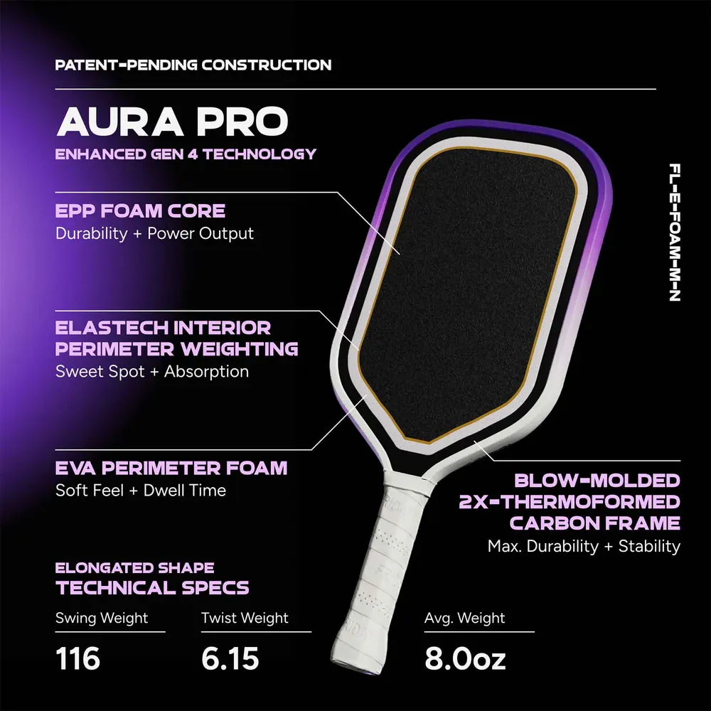 FRIDAY Aura Pro Elongated Pickleball Paddle - Specs