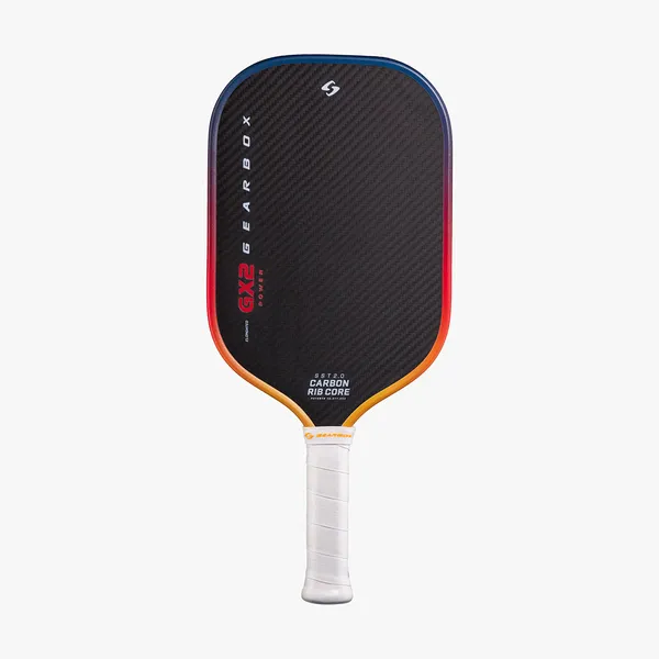 Gearbox GX2 Power Elongated 16mm Pickleball Paddle - Blue/Orange - Front View