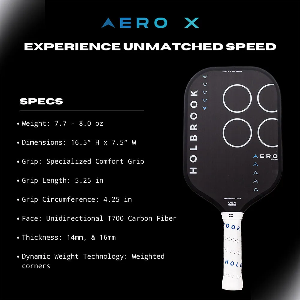 Holbrook Aero X Pickleball Paddle - Tech Specs