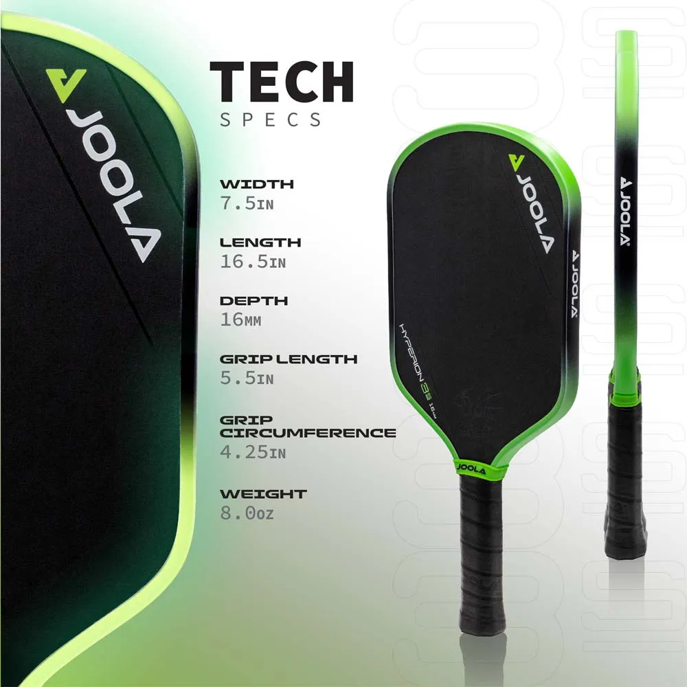 Technical specifications of the JOOLA Ben Johns Hyperion 3 16mm Pickleball Paddle