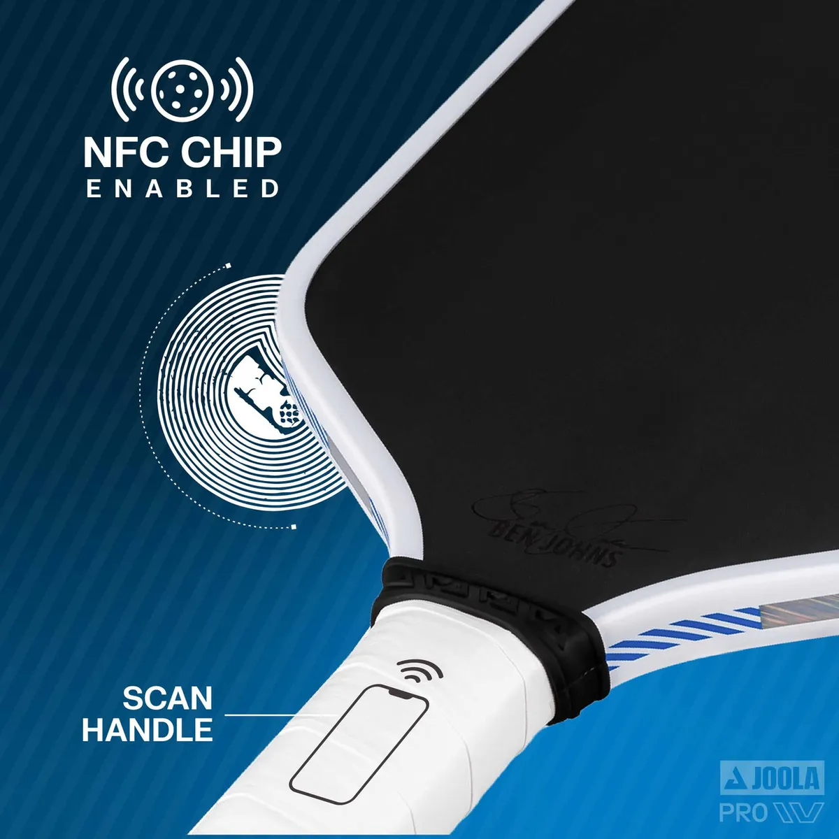 NFC technology inside the Ben Johns JOOLA Hyperion 14mm Pro IV pickleball paddle