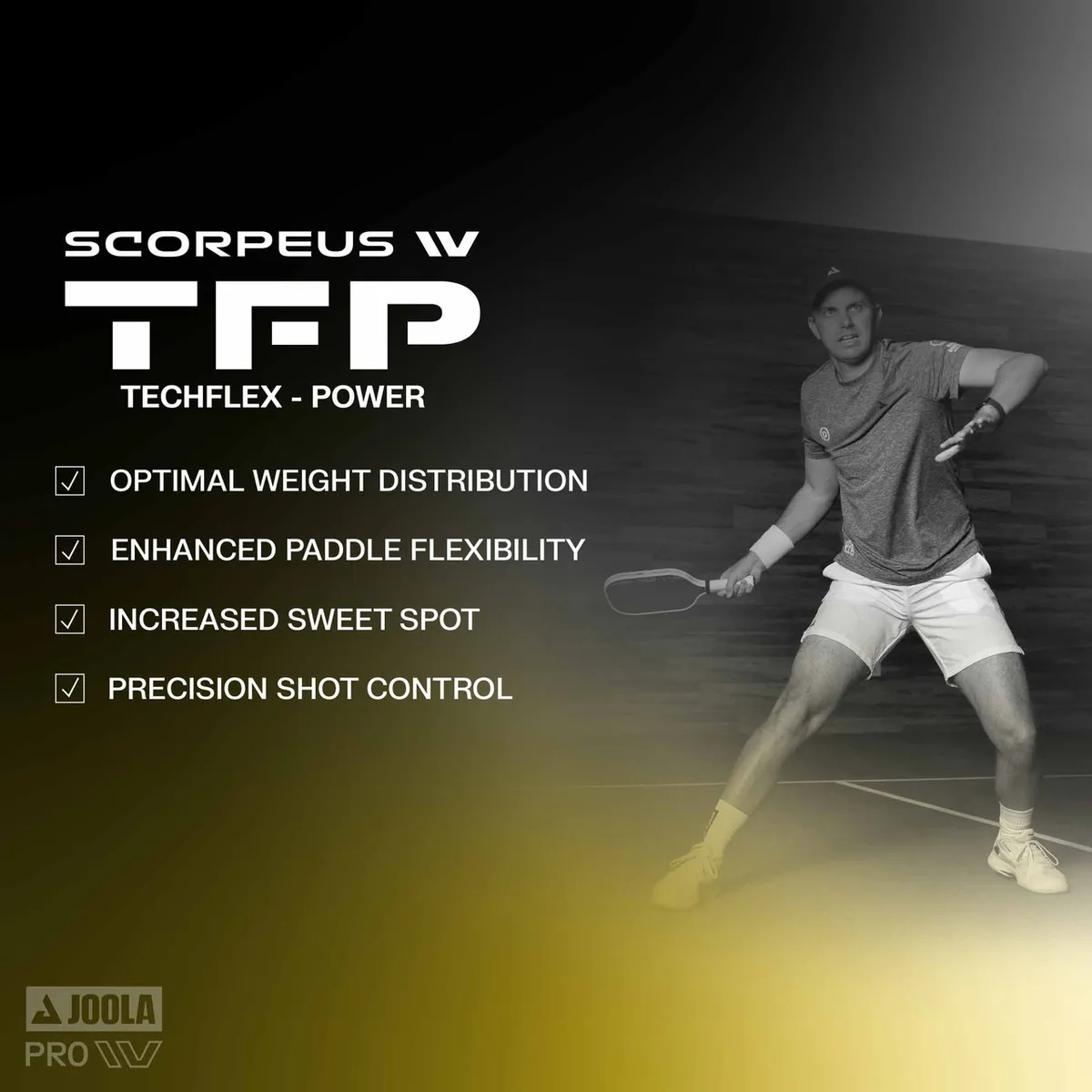 Tech Flex technology in the Collin Johns JOOLA Scorpeus 16mm Pro IV pickleball paddle