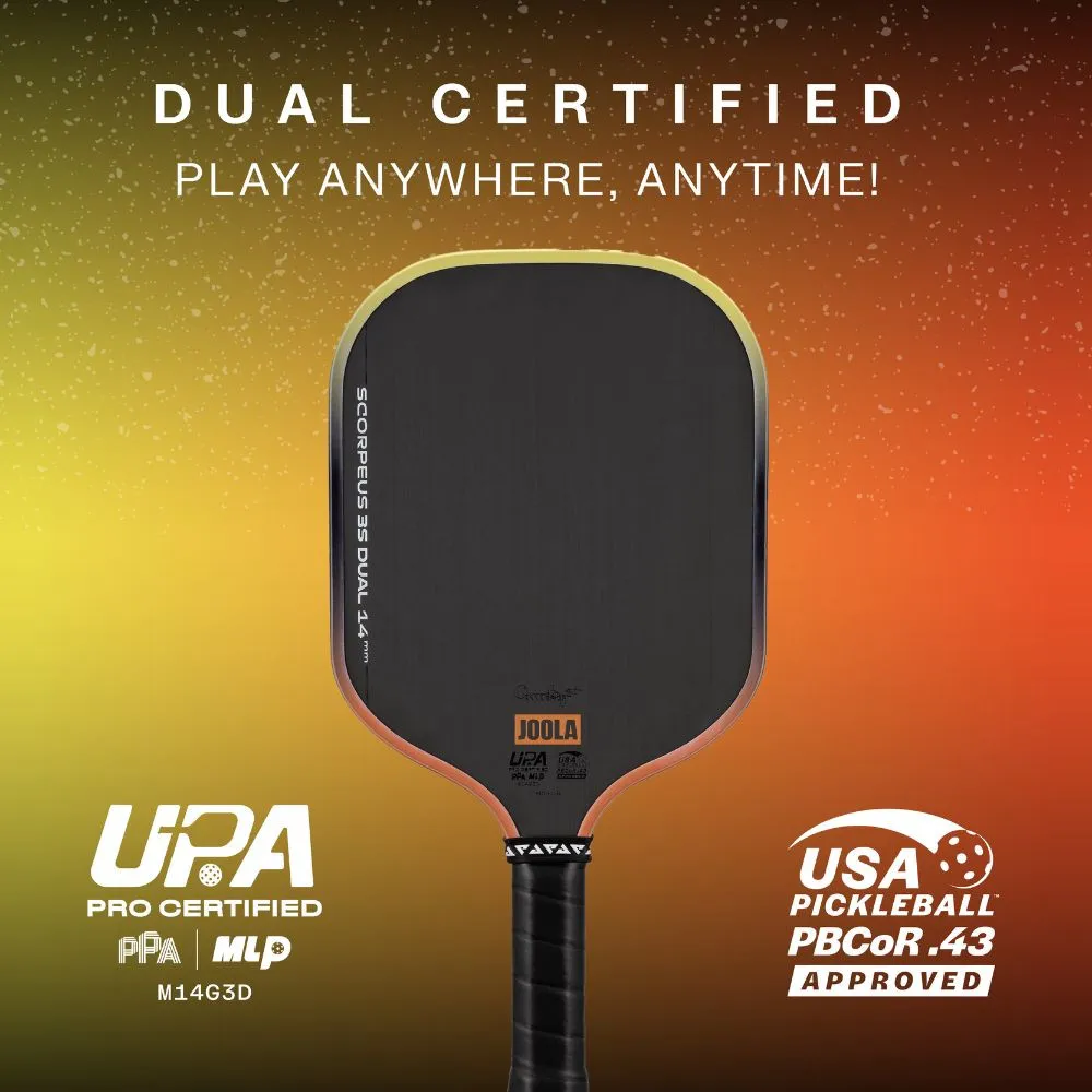 JOOLA Scorpeus Pro 3S Dual 14mm Pickleball Paddle dual certification