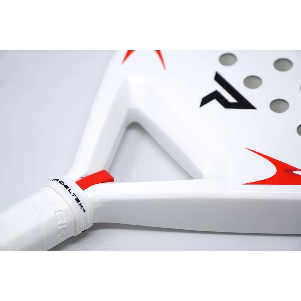 Padeltek NEVO HB60 Padel Racket throat view in white