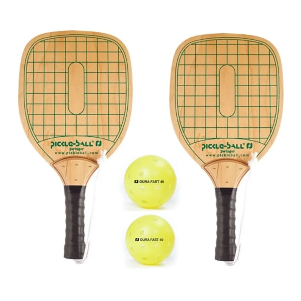 Double Pack Swinger Paddle with two pickleballs.