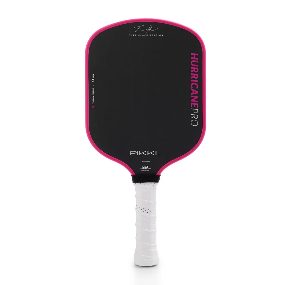 PIKKL Hurricane Pro 14mm T700 Toray Raw Carbon Fiber Pickleball Paddle shown in Pink