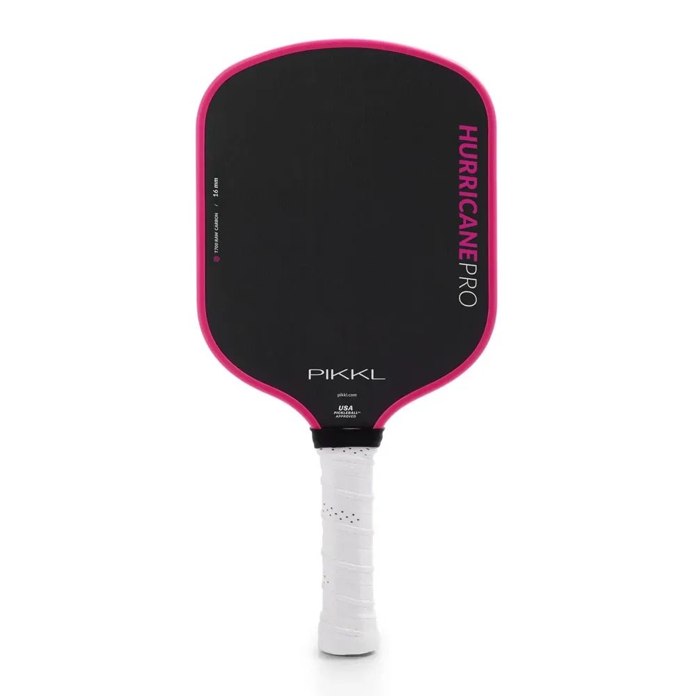 PIKKL Hurricane Pro 16mm T700 Toray Raw Carbon Fiber Pickleball Paddle shown in Pink