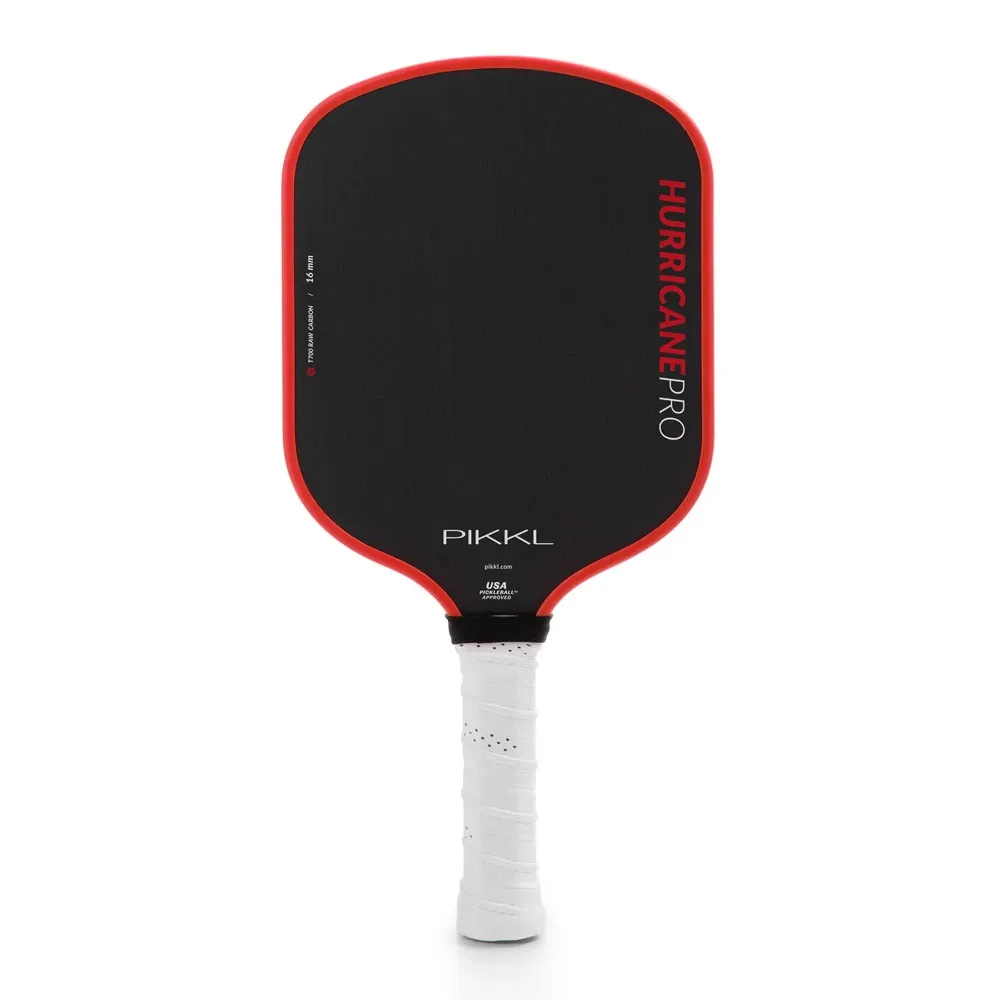 PIKKL Hurricane Pro 16mm T700 Toray Raw Carbon Fiber Pickleball Paddle shown in Red