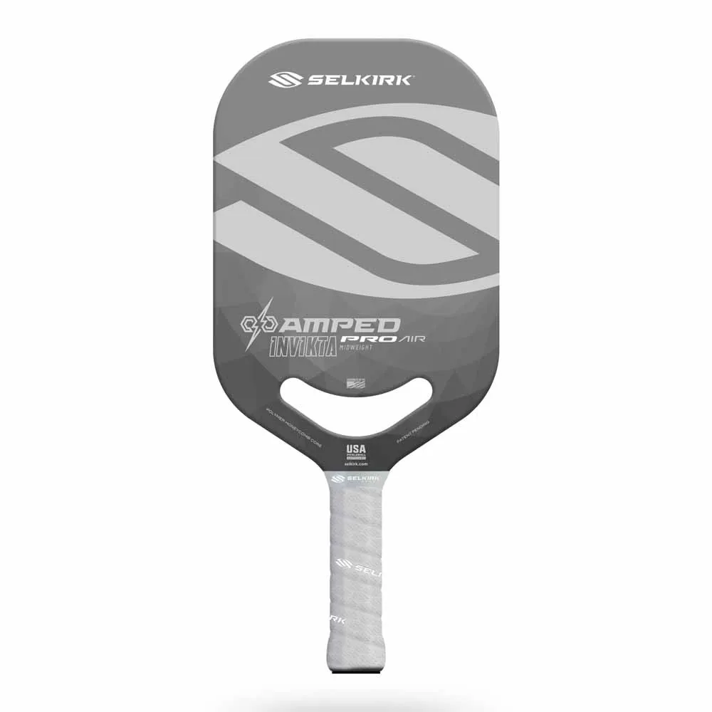Selkirk AMPED Pro Air Invikta Pickleball Paddle shown in Grey/Silver