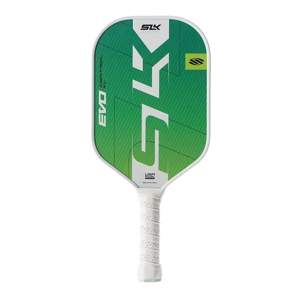The Selkirk SLK Evo Control XL 2.0 Pickleball Paddle, with 16.4" overall length, shown in Green.