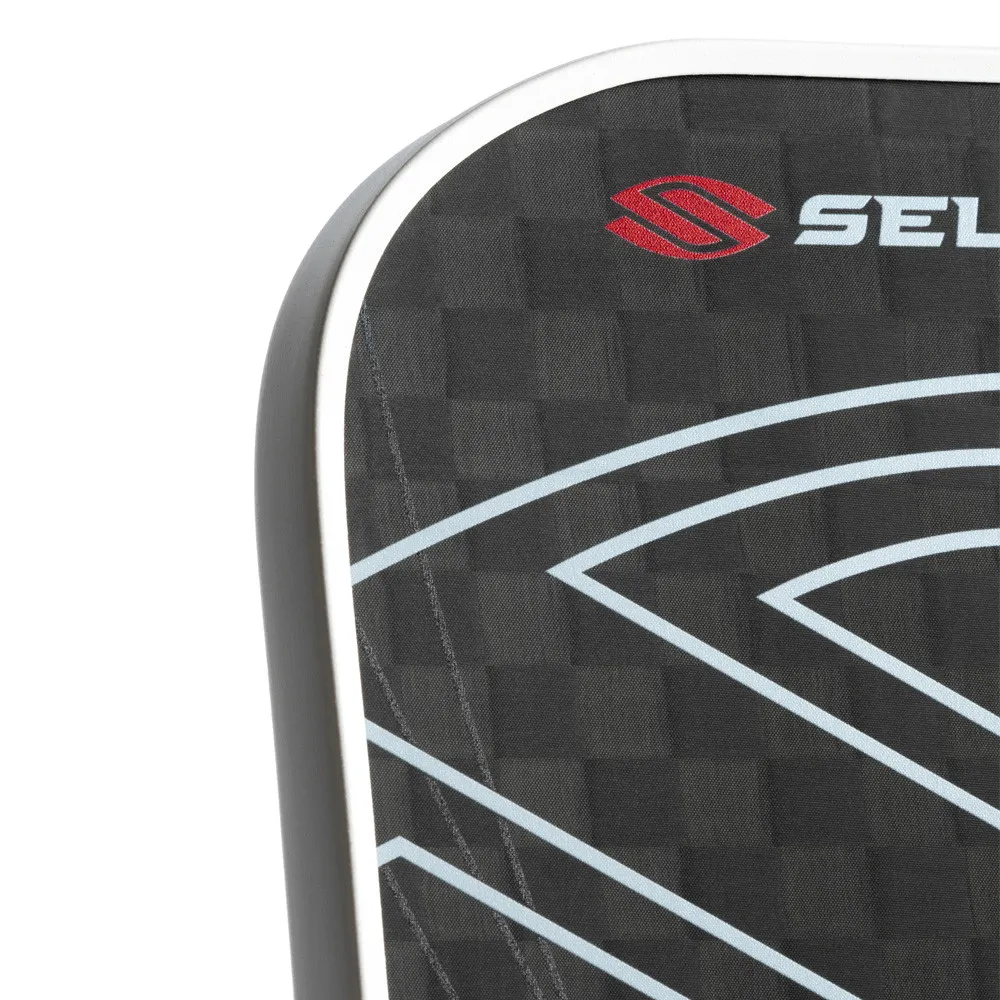 Close up view of the Selkirk VANGUARD Pro Epic Pickleball Paddle face and edge guard