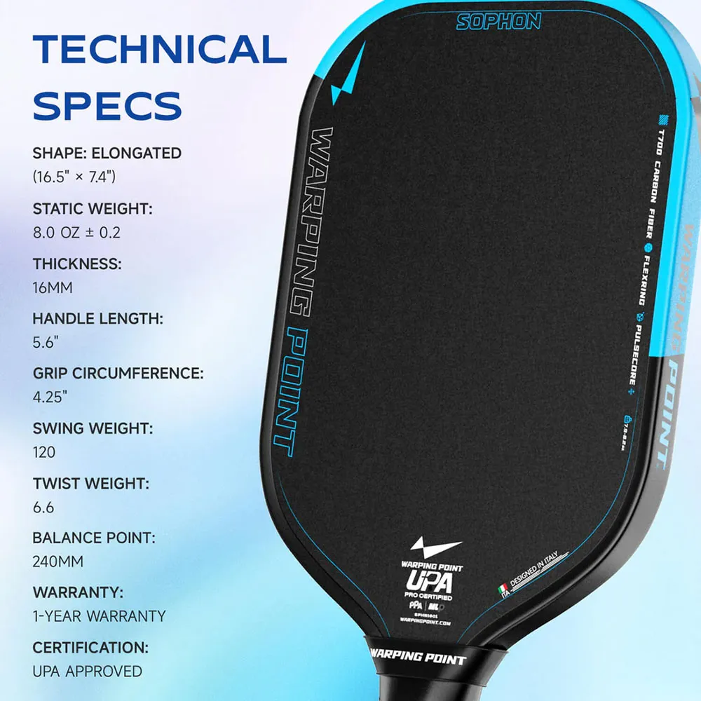 Warping Point Sophon Pickleball Paddle - Specifications